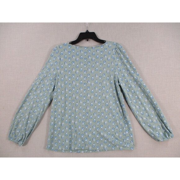 Lucky Brand Soft Blue Floral Print Square Neck Peasant Top M - Picture 6 of 8